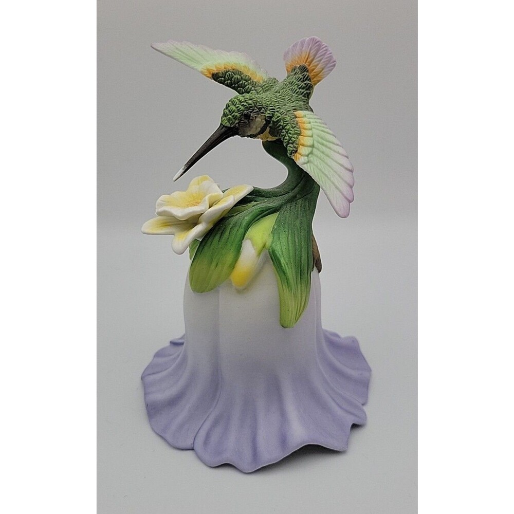Vtg Porcelain Hummingbird Flower Bell Avon 2000 EUC Beautiful Bird & Bell!! Bird